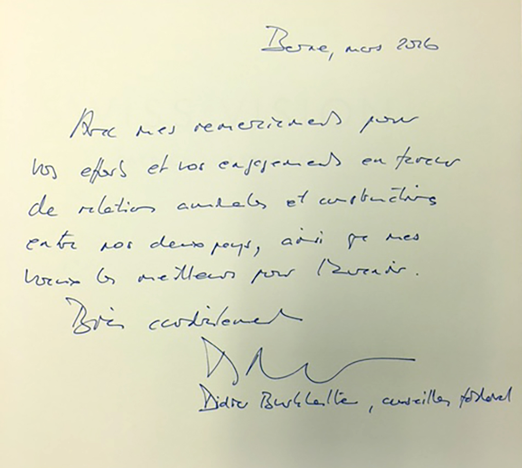 Carta de Didier Burkhalter al Embajador Luis Chuquihuara